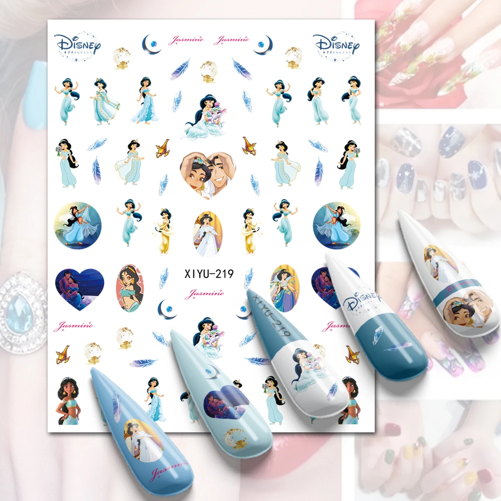 10PCS Disney Princess Cartoon Anime Nail Sticker Japanese and Winnie Mitch Minnie Nail Decoration Decal 3D Nail Art Slider XIYU