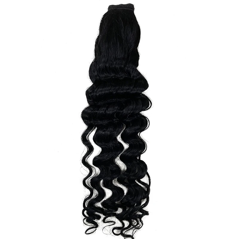 تمديد ذيل حصان مموج طبيعي 12-26 بوصة 100% لف الشعر حول الرباط مع مقاطع ذيل حصان لون نقي هيربيسي للنساء #3