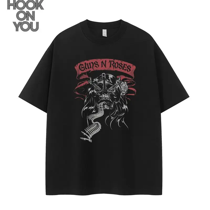 

Guns N Roses Gun Flower Band Винтажные мужские и женские хлопковые футболки с круглым вырезом в стиле рок с короткими рукавами