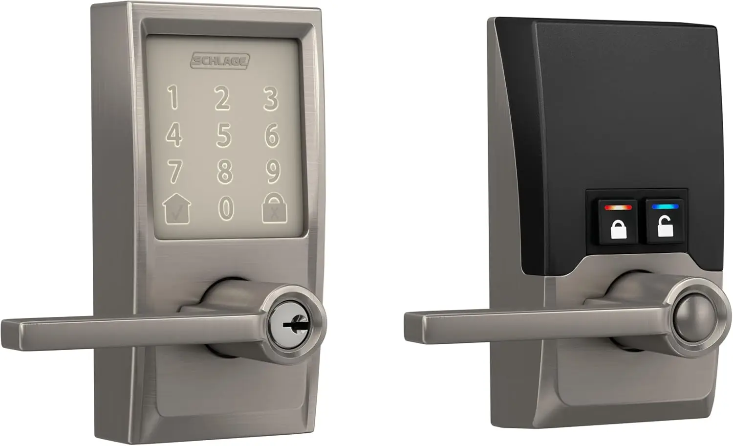 

Encode WiFi Latitude Lever Smart Lock Keyless Entry Touchscreen Door Lock with Century Trim Satin Nickel