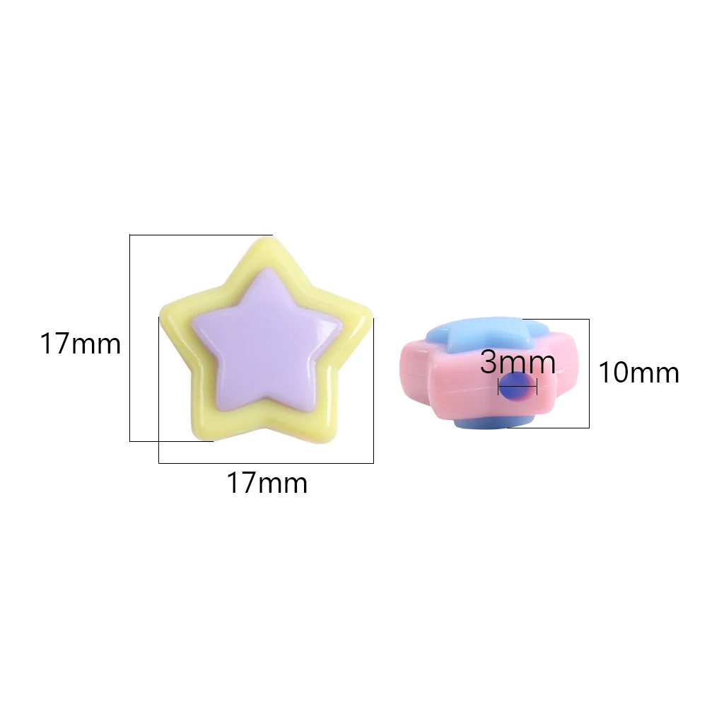 10pcs 17mm Soild Colors Star Shape Beads Cute Acrylic Loose Spacer Beads For Jewelry Making Diy Bracelet Necklace Hairpins Craft