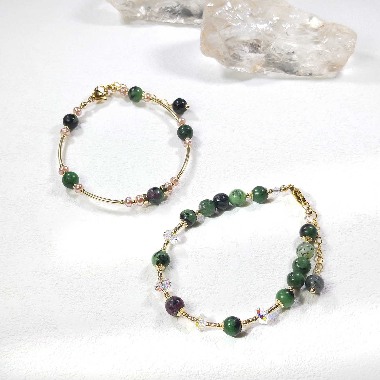 

Lii Ji Natural Ruby Zoisite 6mm American 14K Gold Filled Bracelet Handmade Fashion Jewelry For Party