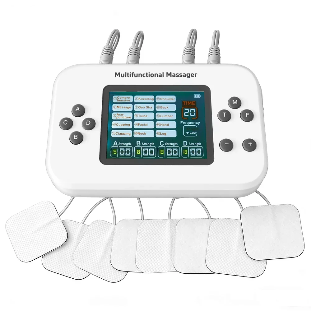 15 Modes 4-Channels TENS EMS Muscle Stimulator Rechargeable Electric Pulse Massager for Body Relax Portable Electrostimulator