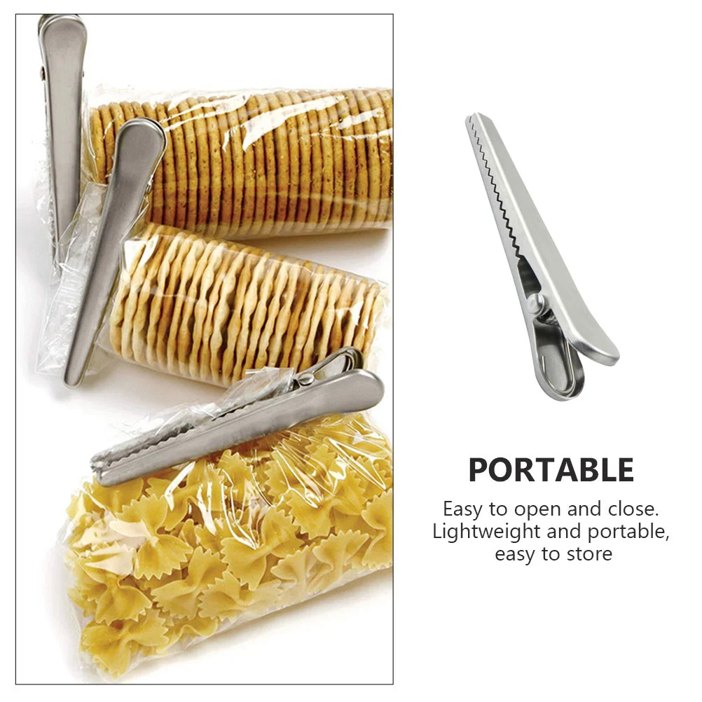 5 шт., зажим «крокодил» из нержавеющей стали, закуска для сумки, карманные зажимы для корма для собак, большие сумки