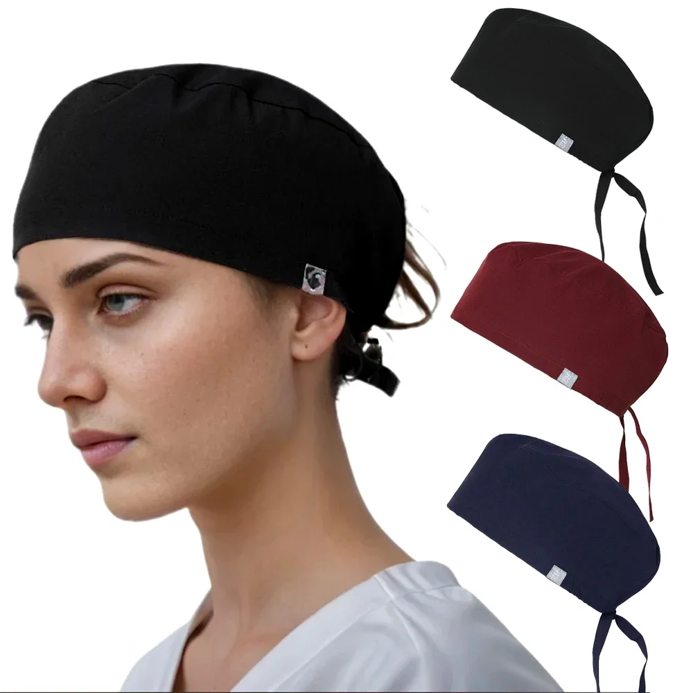 

Women Men Solid Scrub Cap Medical Nursing Hats Beauty Operating Room Work Hat Unisex Dentist Surgical Hat Skullies Hats for Men