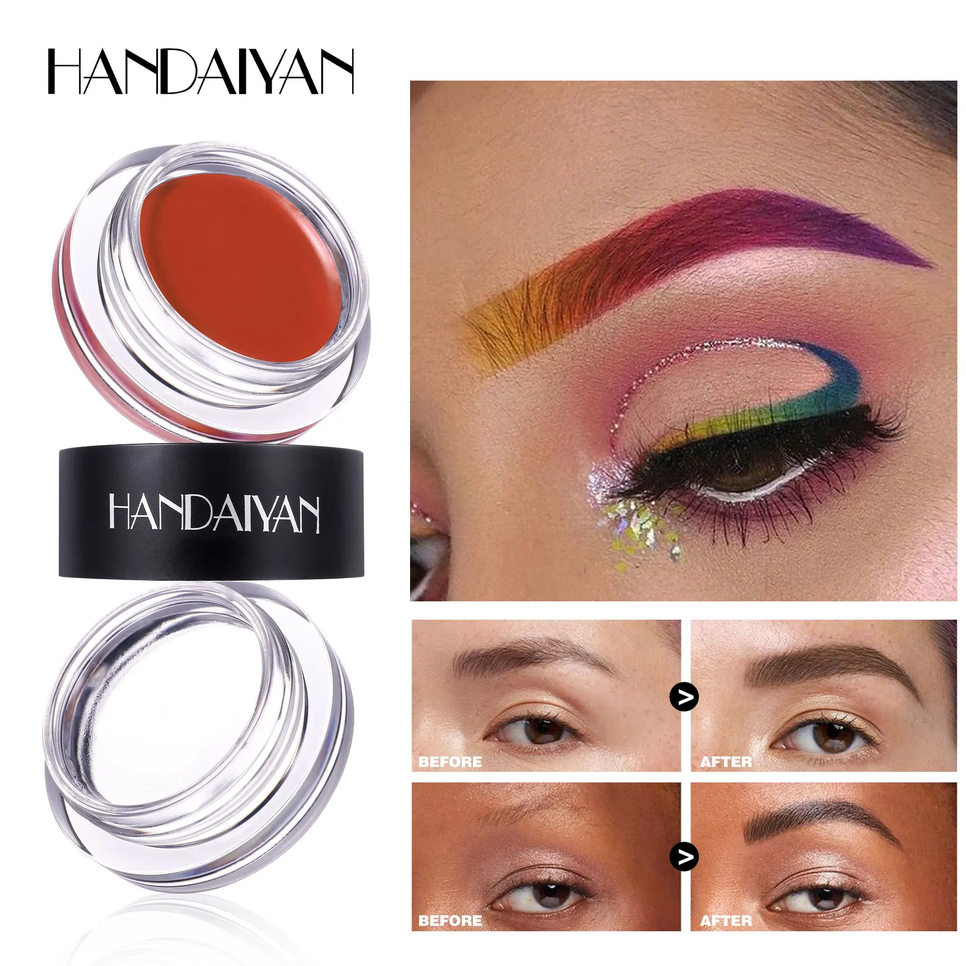 8-kleuren 2-in-1 Vaste Type Wenkbrauw Wax en Gel Crème Waterdichte Langdurige Wenkbrauw Gel Make-up Gemakkelijk te Gebruiken Als Vrouwen Gift