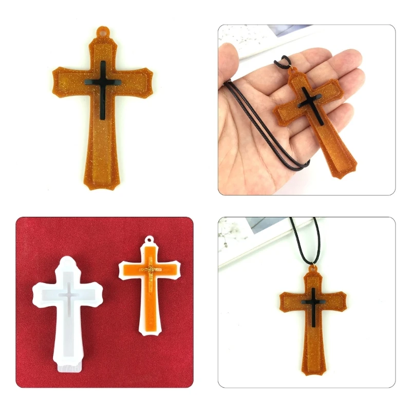 Cross Resin Mold,Crucifix Silicone Mold Epoxy Resin Cross Mold for DIY Casting Keychain Necklace Pendant Jewelry Making