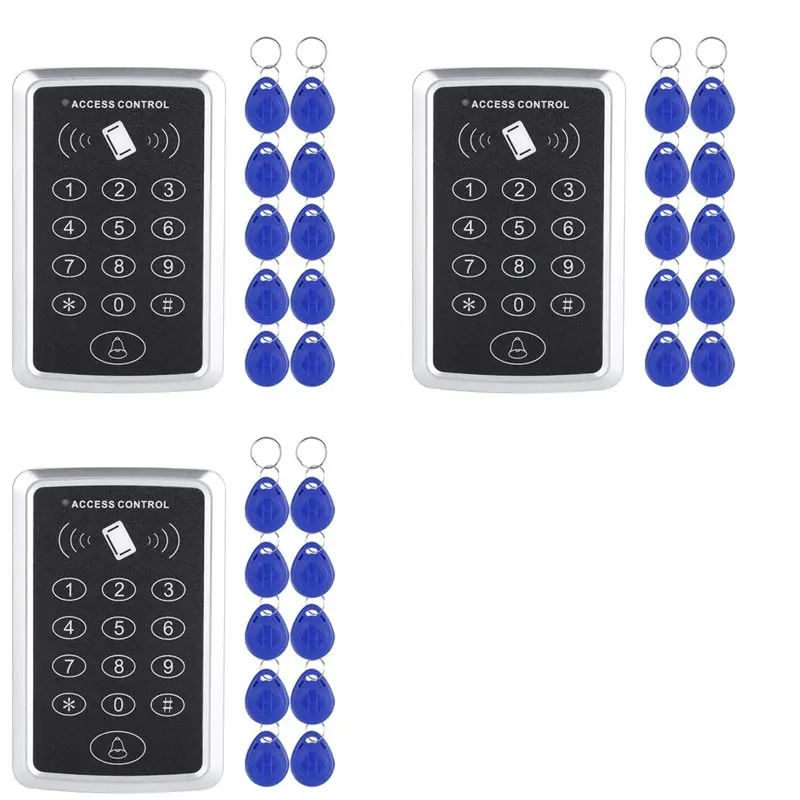 【recomendar】3x-125khz-rfid-access-control-keypad-em-card-reader-door-access-control-system-door-lock-opener-keyboard-system