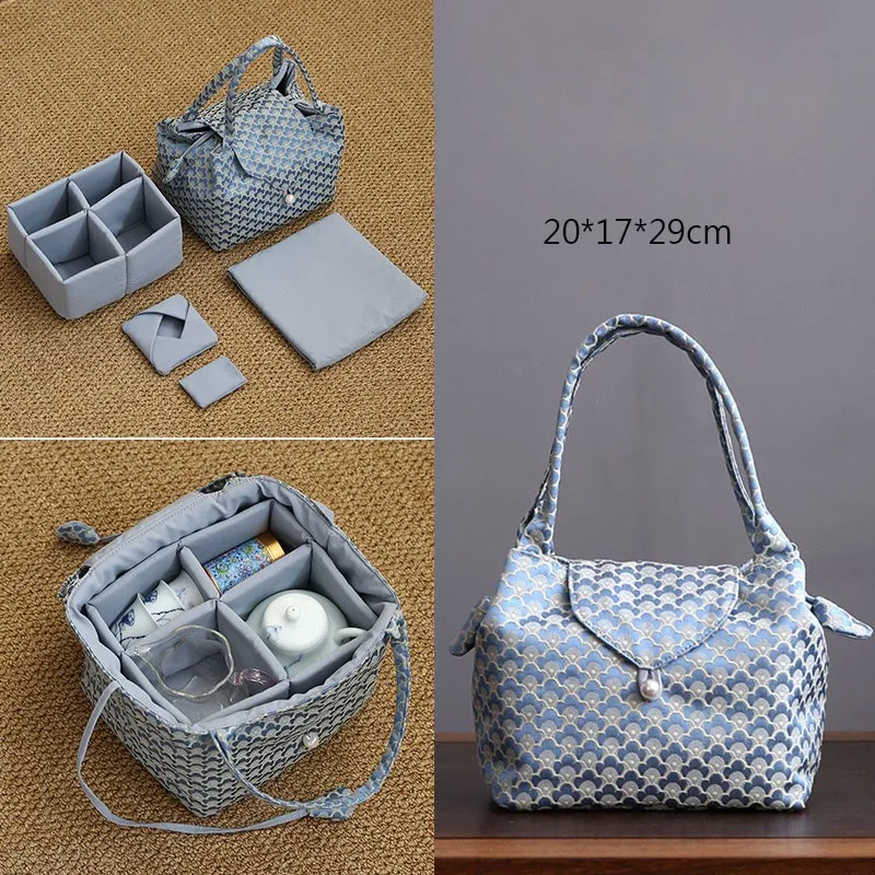 Portable Outdoor Travel Tea Set Protection Storage Bag Tea Bag Cloth Bag Hand-held Large Capacity Tea Ceremony Cloth Bag ZF162