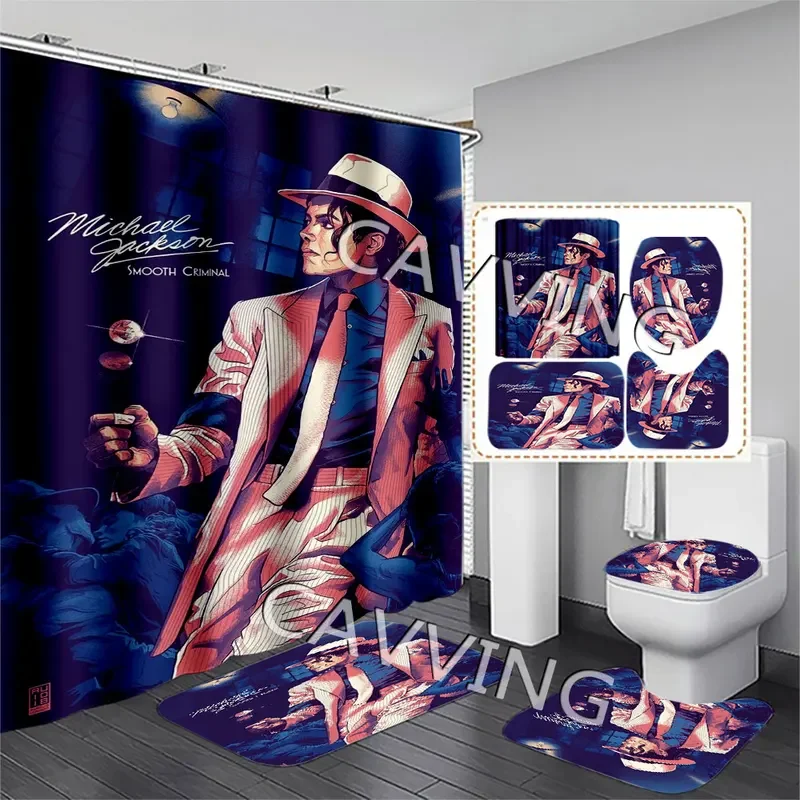 Michael Jackson  3D Printed  Shower Curtains Waterproof Bathroom Curtain Anti-slip Bath Mat Set Toilet Rugs Carpets   F01