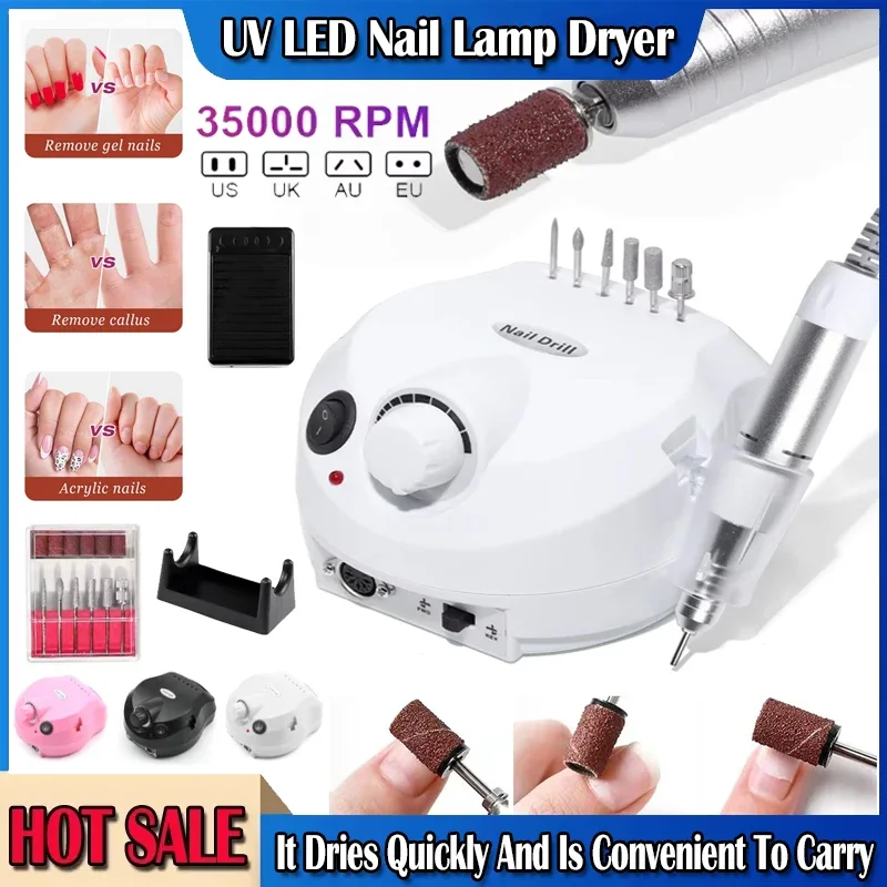 

35000RPM Electric Nail Drill Machine Cutter Set Nail Gel Polisher Nail tools Salon Equipment Strong Polishing Tool Nail File Kit