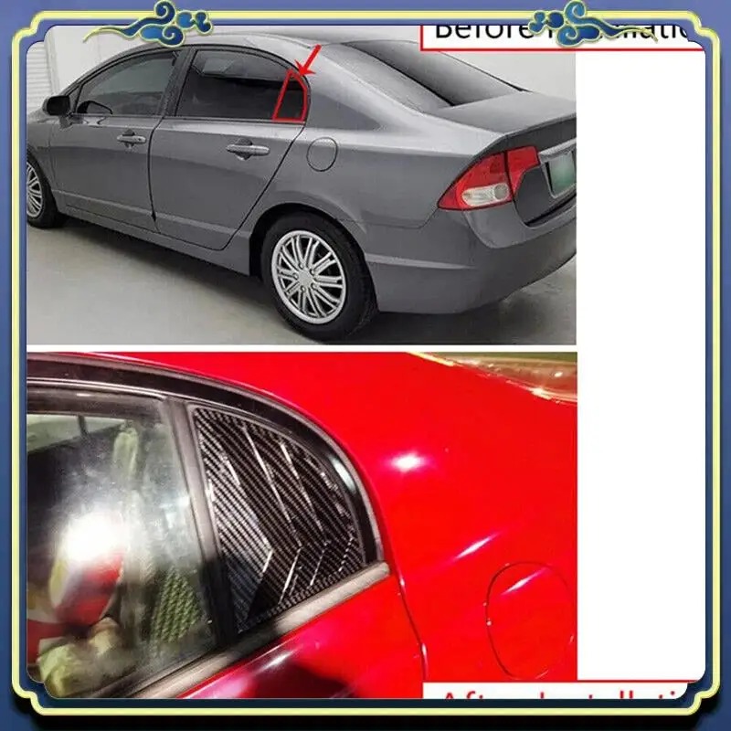 

AU16-1Pair Car Rear Window Shutter Cover Trim For Honda Civic Sedan 8Th 2005-2011 Side Louver Trim Panel Vent Sticker