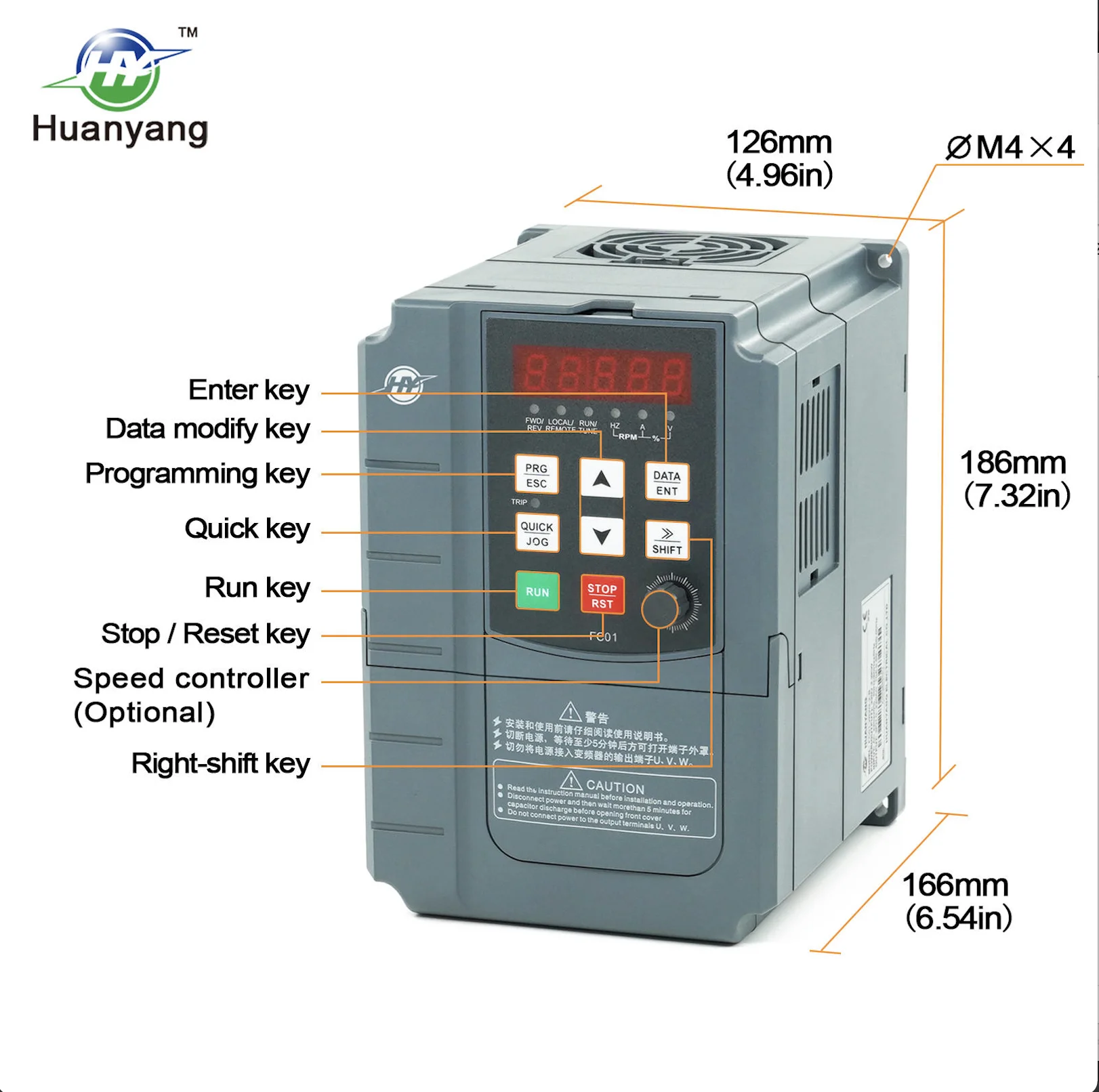 【Free shipping】0.75KW 1.5KW 2.2KW HUANYANG 220v / 380v Inverter CNC Spindle Motor Speed Control Variable Frequency Drive 0-400Hz