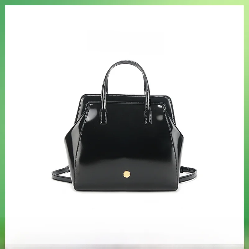 

Lememe Retro Oil Wax Leather Bapa Casual Real Leather Women's Bag Versatile Handbag Soft Handle Spring 2024 ell Bag