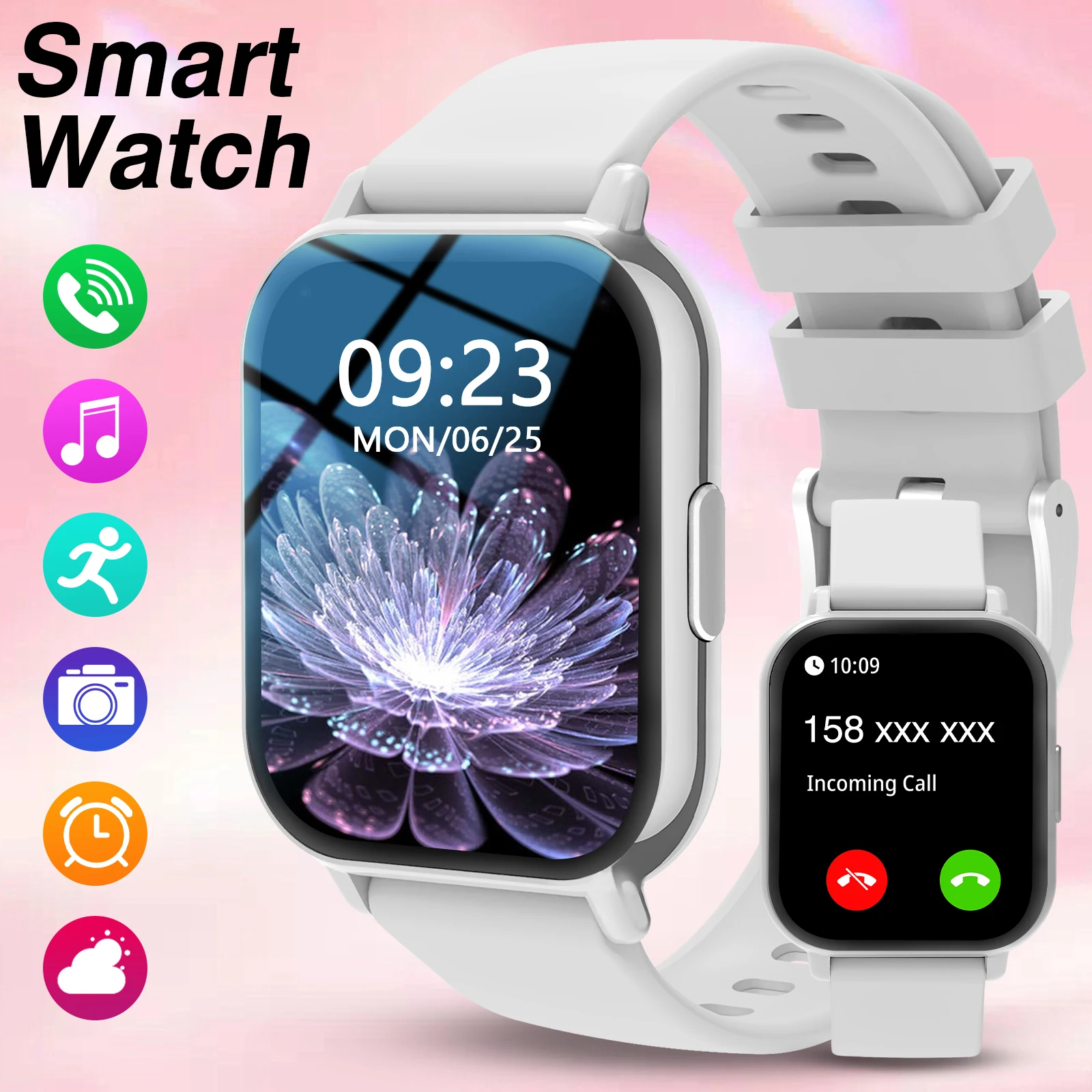 Reloj Inteligente Unisex con Monitor de Actividad Física, Pronóstico del Tiempo, Música, Alertas de Llamadas, Esferas de Reloj Versátiles, Regalo Perfecto para el Día del Trabajo, Navidad