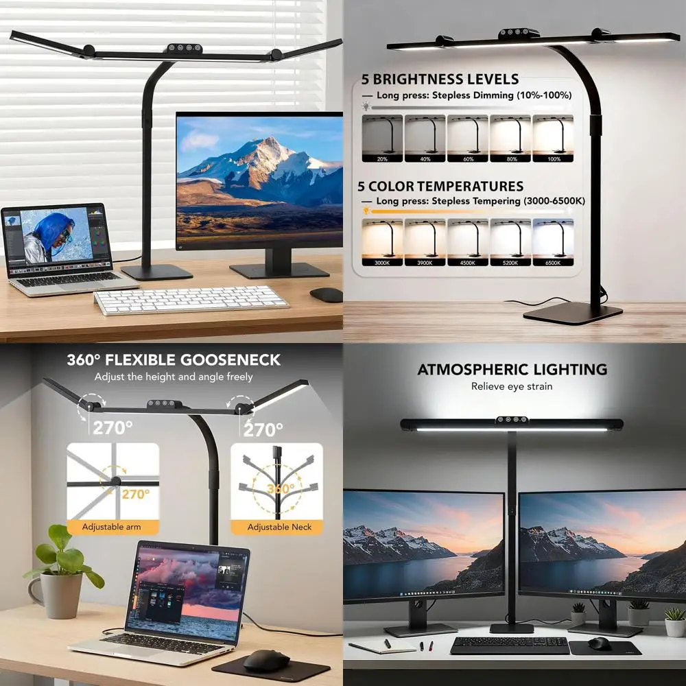 

Регулируемая светодиодная настольная лампа на гибкой стойке для домашнего офиса, длина 28,2 длина, яркий свет с регулируемой яркостью для компьютера, чтения и верстака