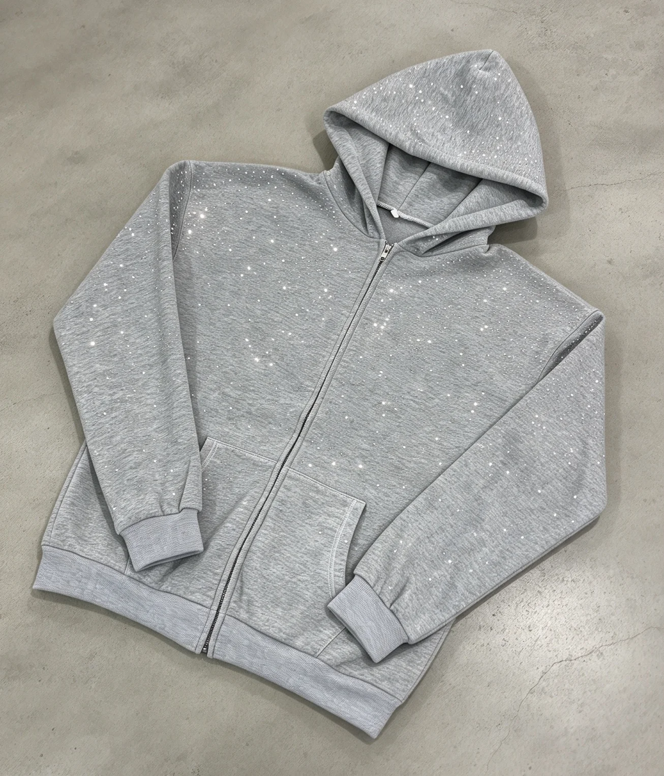Y2K Gothic Bling Strass Reißverschluss-Hoodie Unisex Sternenhimmel Vollbesetzter Kapuzenpullover mit Reißverschluss Alt Streetwear – Detail 4
