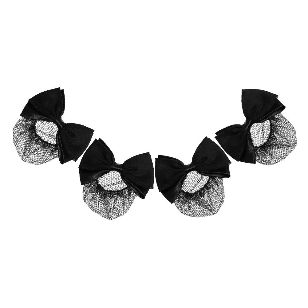 

4 Pcs Spring Clip Butterfly Head Flower Bun Cover for Hair Profession Bowknot Mesh Clips Metal