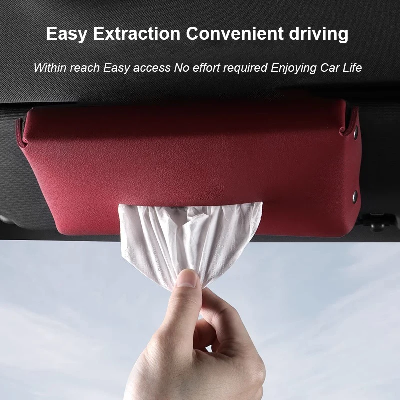 Car Convenient Tissue Box Holder Leather Center Console Armrest Napkin Box Sun Visor Backseat Tissue Case For Porsche