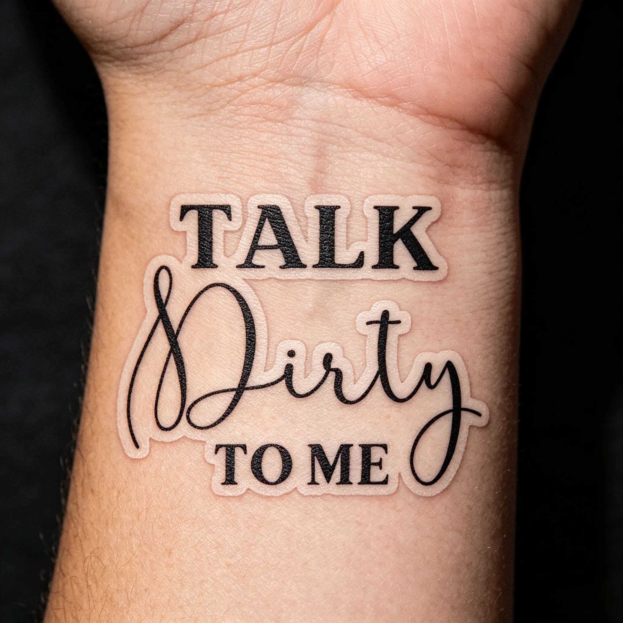 Adult "Talk Dirty to Me" Temporary Tattoo Fake Body Art for Fun And Entertainment