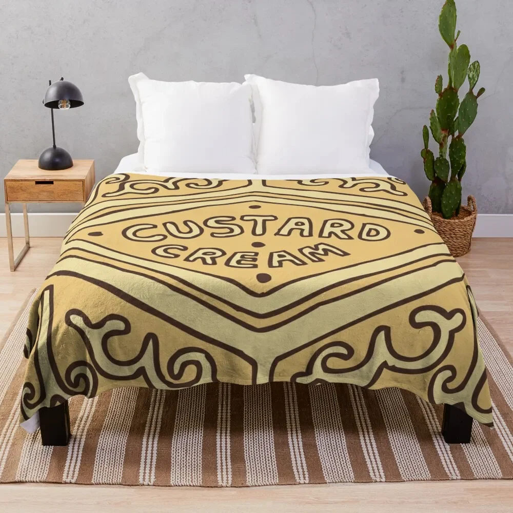 

Custard Cream British Biscuit Throw Blanket Thin Soft Blanket for Summer Night Sleeping