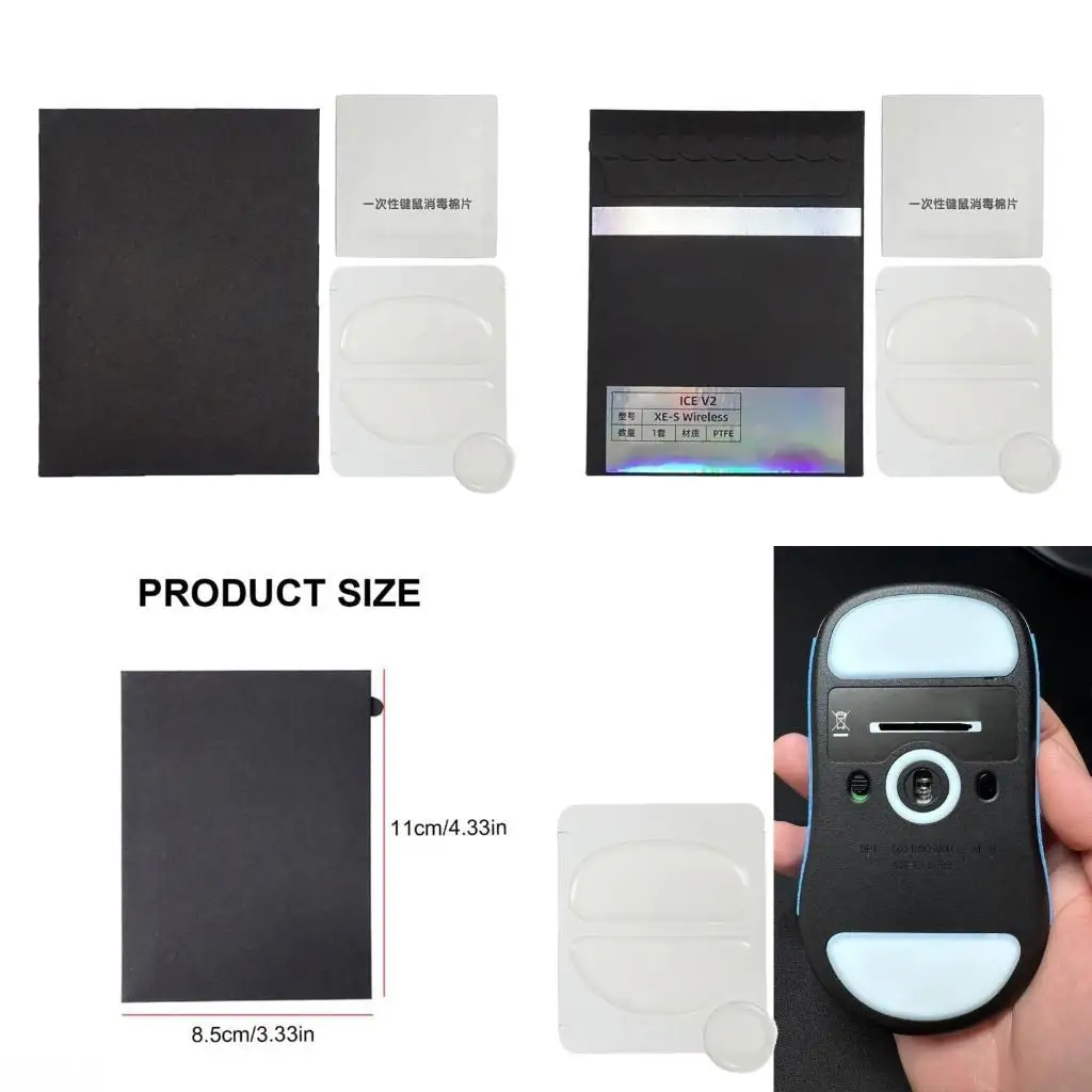 

D08B 1Set Ice Mouse Skates for VAXEE XE-S Wireless Mouse Feet Pad Glides Curveds Feet