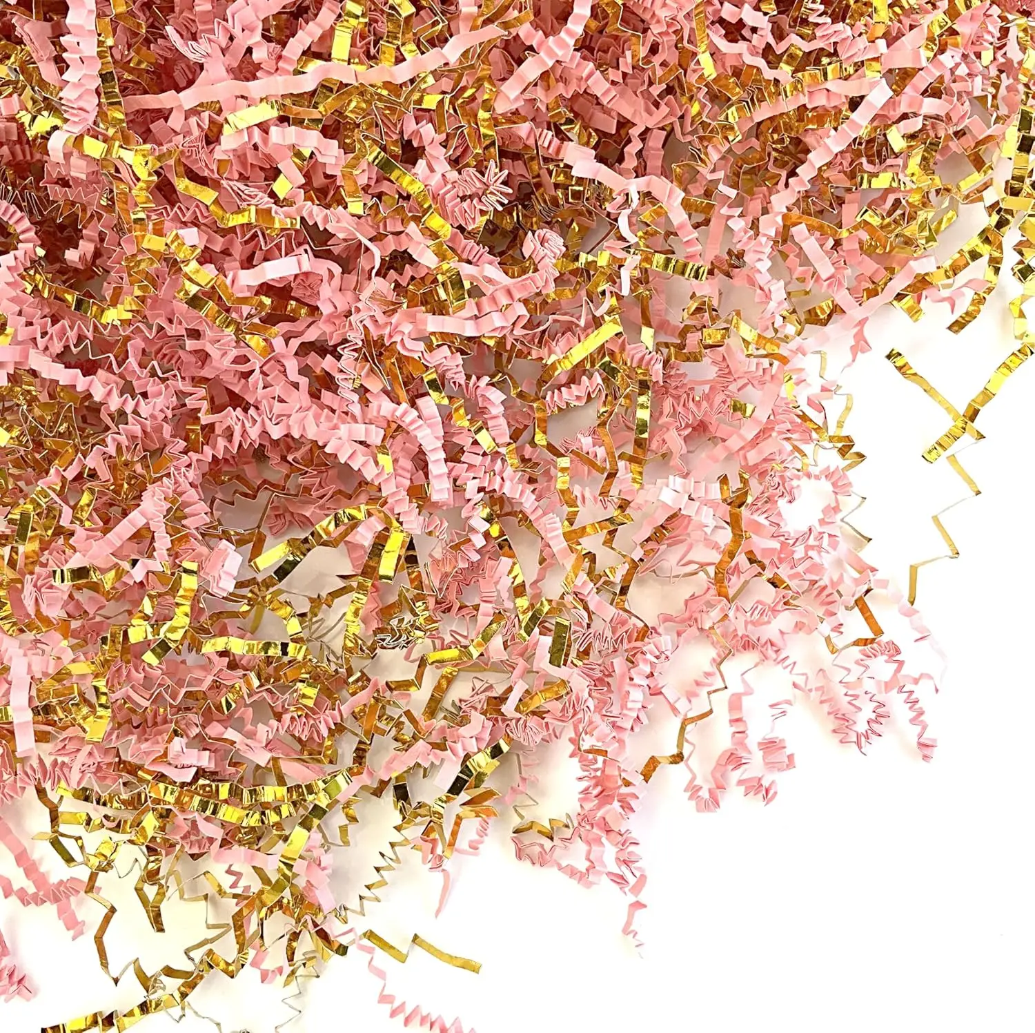 

Crinkle Cut Paper Shred Filler Pink & Gold for Gift Wrapping & Basket Filling luxury Gift Box Filler Gift Basket Stuffin