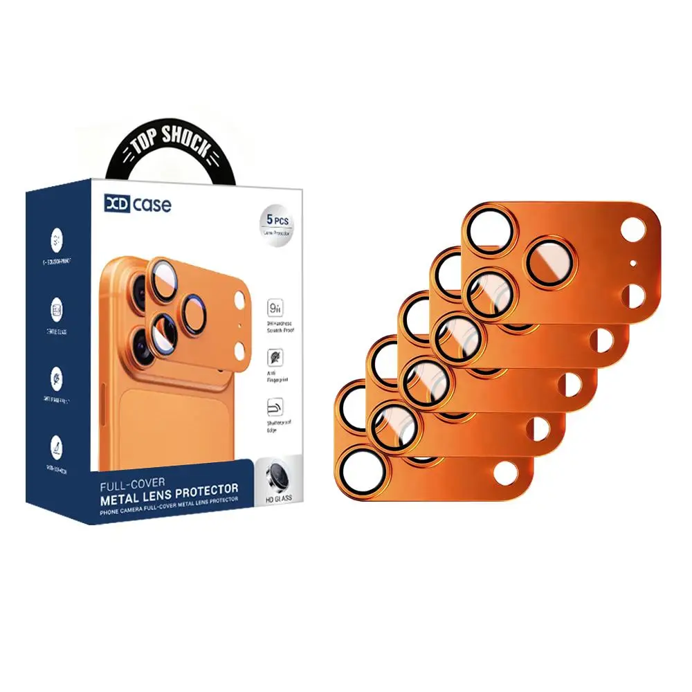 

Защитное стекло XDcase 5 шт. для камеры iPhone 17 Pro / 17 Pro Max: матовое, металлическое, с полным покрытием, с защитным кольцом для объектива
