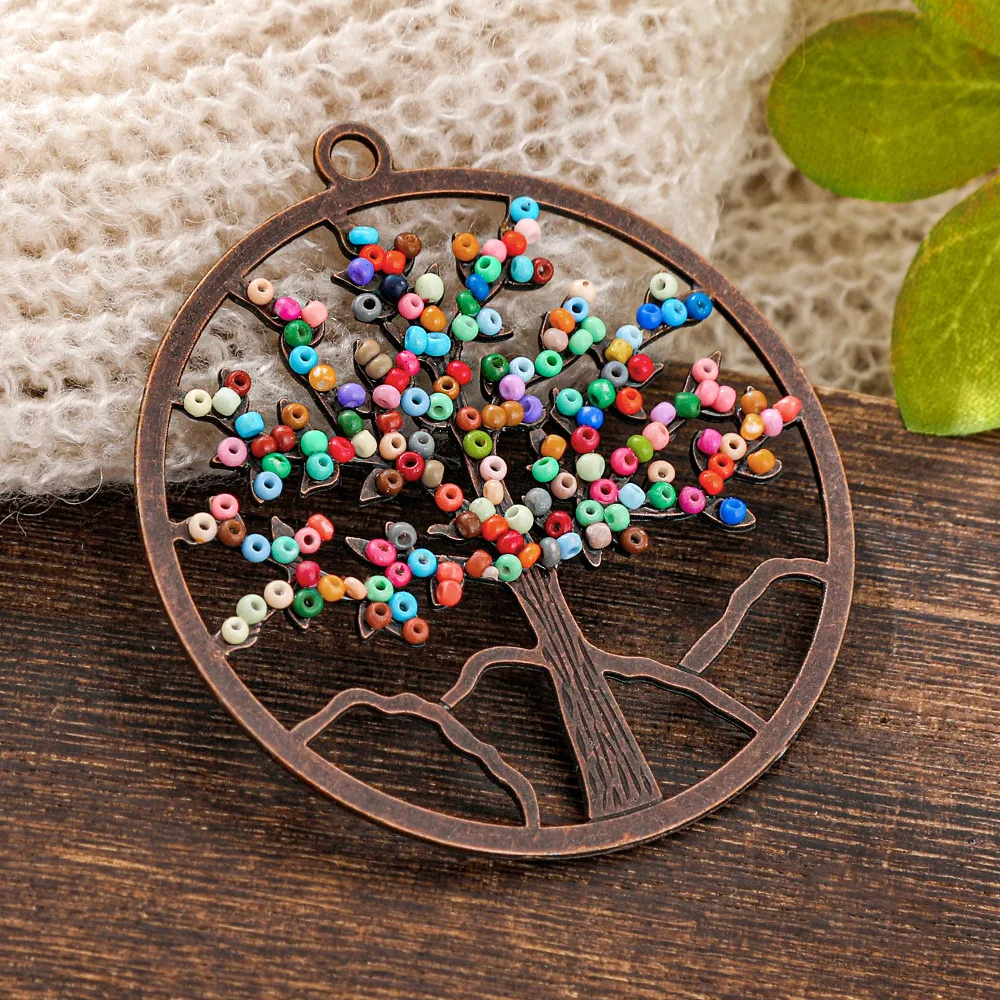 Tree of Life Bohemia Vintage Antique Copper Enamel Pendants for DIY Jewelry Making Women Earrings Necklace Accessories Parts