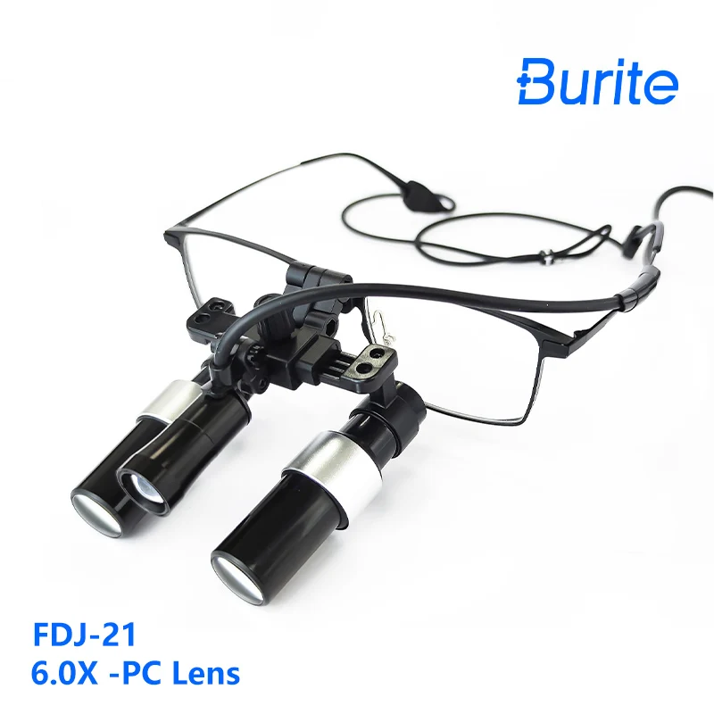 Burite New Design Prism Medical Surgical Dental 6.0X Kepler Binocular Magnifier ENT Dental Loupes With Titanium Frame (FDJ-6X)