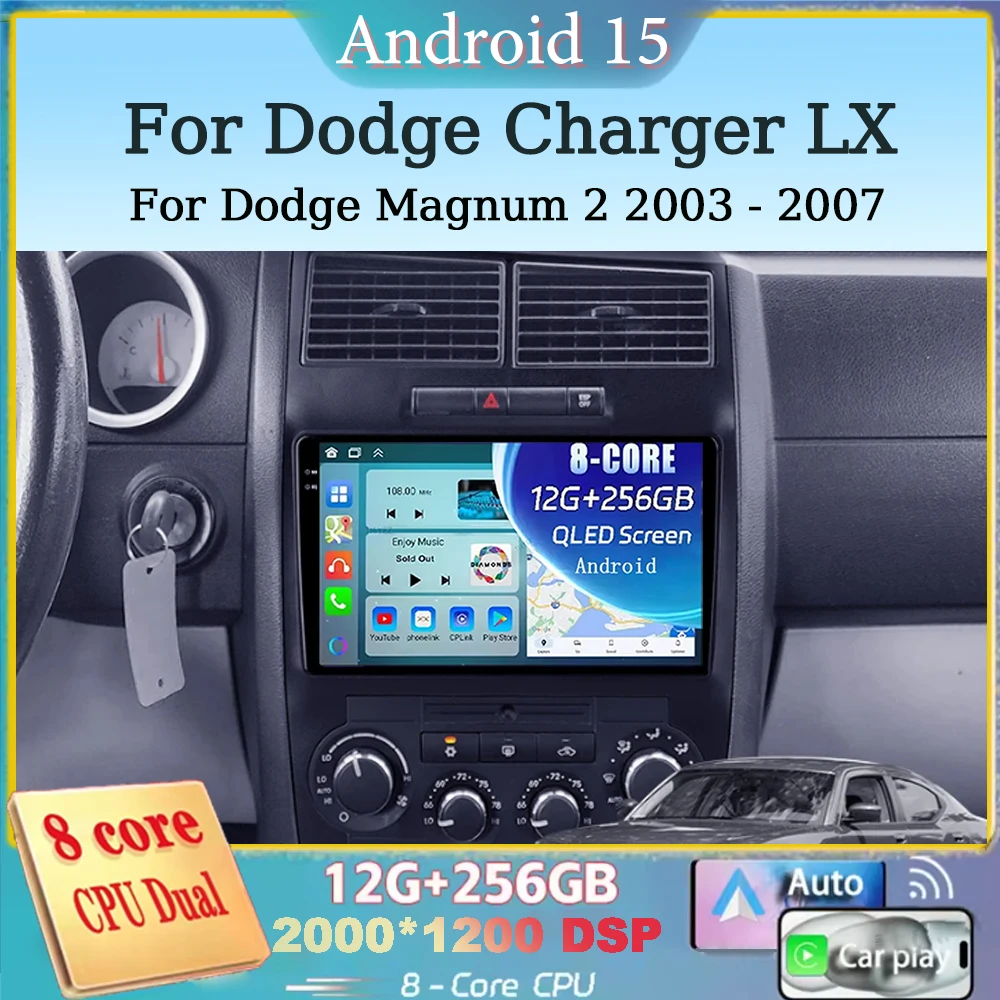 Para Dodge Charger LX 2005 - 2010 para Dodge Magnum 2 2003 - 2007 Android 15 navegación Radio de coche reproductor Multimedia estéreo Carplay