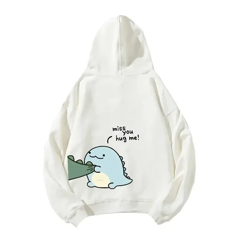 Unisex Tops Spring Autumn Men Women Pullovers Couple Hooded y2k Clothes Funny Dinosaur Print Hoodies Long Sleeve Sweatshirt