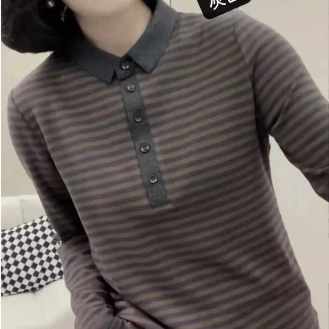 T-shirt à manches longues Y2K pour femme, col montant, velours, peluche, Jacquard, poche plaquée, Patchwork, chaud, soirée, Streetwear, hiver