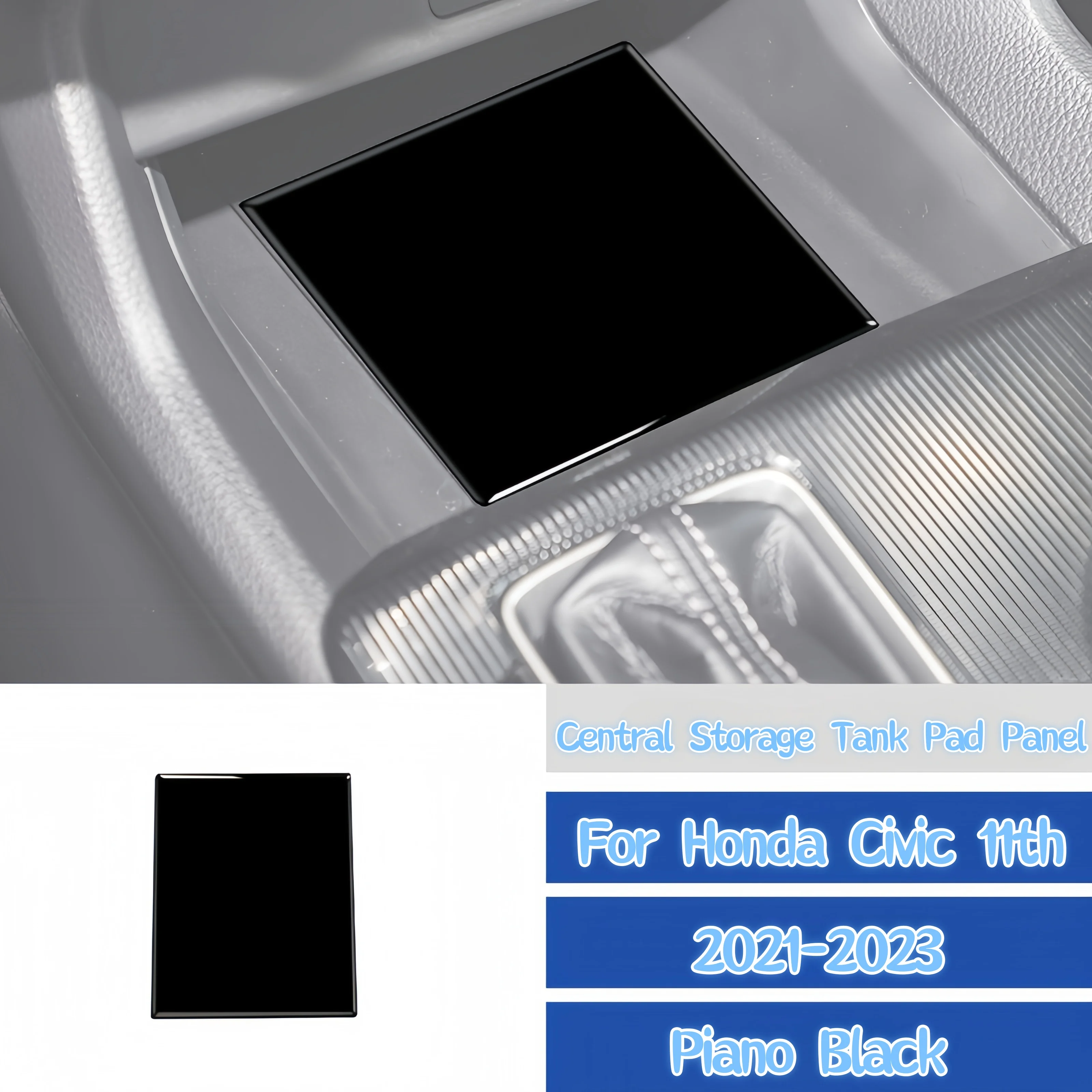 

For Honda Civic 11th Gen 21-23 Piano Black Interior Car Central Stroage Tank Pad Panel Decoration Cover Trim Sticker Accessories