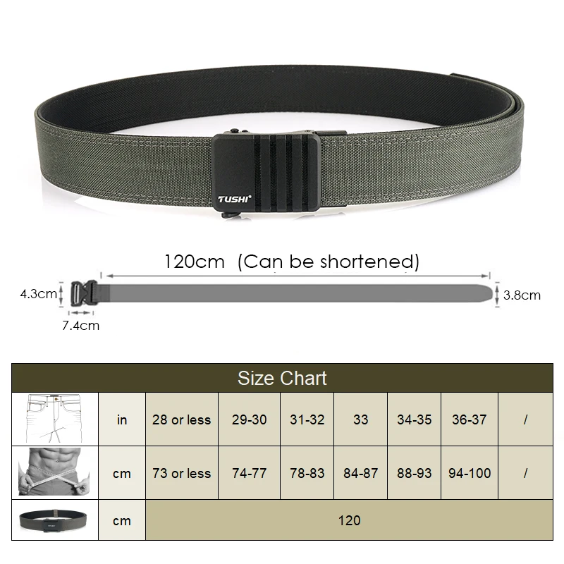 VATLTY Ceinture tactique militaire rigide pour hommes Boucle automatique en métal Nylon robuste Ceinture décontractée Ceinture de service rigide Ceinture de pantalon Homme