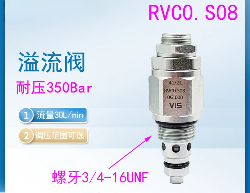 Hydraulic thread plug valve overflow valve Italy RVC0.S10 manual adjustable plug