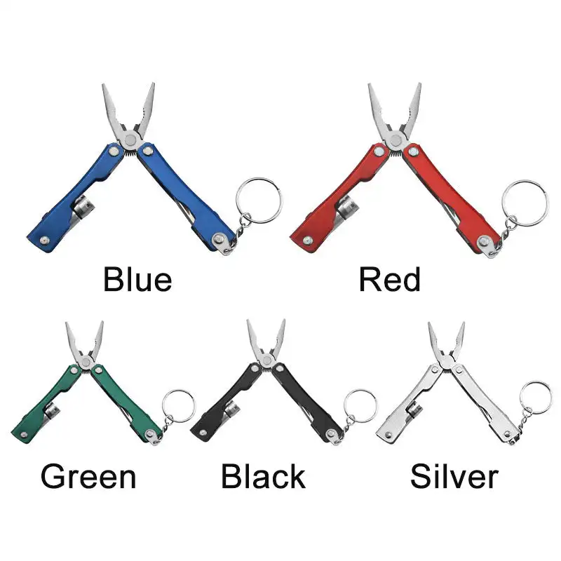 9 In 1 Foldable Pocket Mini Pliers Multifunctional tool with LED Lamp Portable Flashlight Screwdriver Bottle Opener for Camping