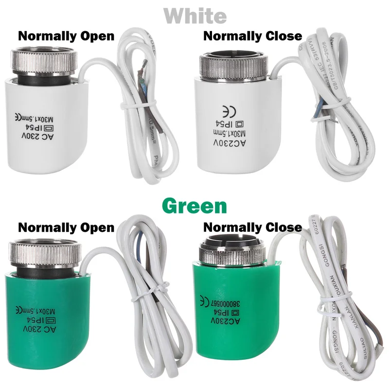 

2Pcs Electric Thermal Actuator Valve Head 230V NO NC for Normally Open Floor Heating Radiator Thermostat Manifold Closed