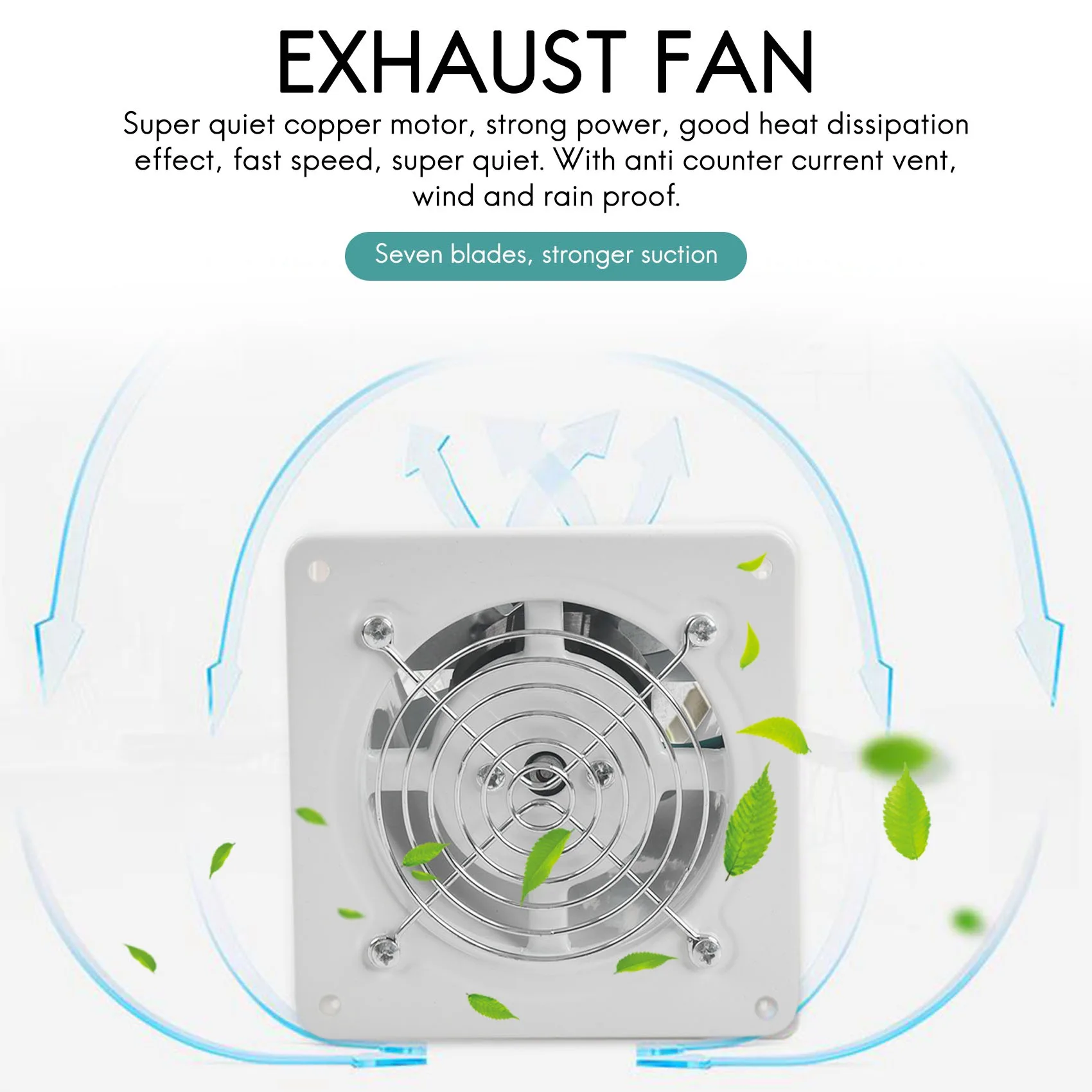 [NEW!A67Z】 4 Inch 20W 220V High Speed Exhaust Fan Toilet Kitchen Bathroom Hanging Wall Window Glass Small Ventilator Extractor E