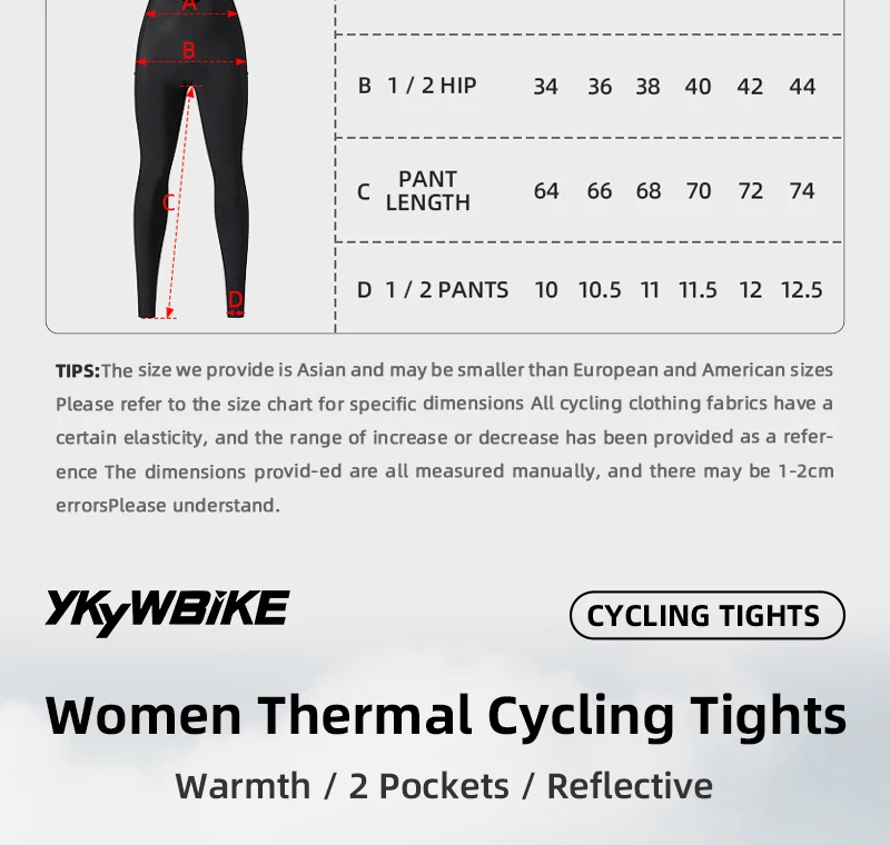 YKYWBIKE Damen Winter-Radträgerhose, Thermo-Fleece, warme lange Hose für Damen, Rennrad-Trägerhose, Fahrradbekleidung – Detail 2