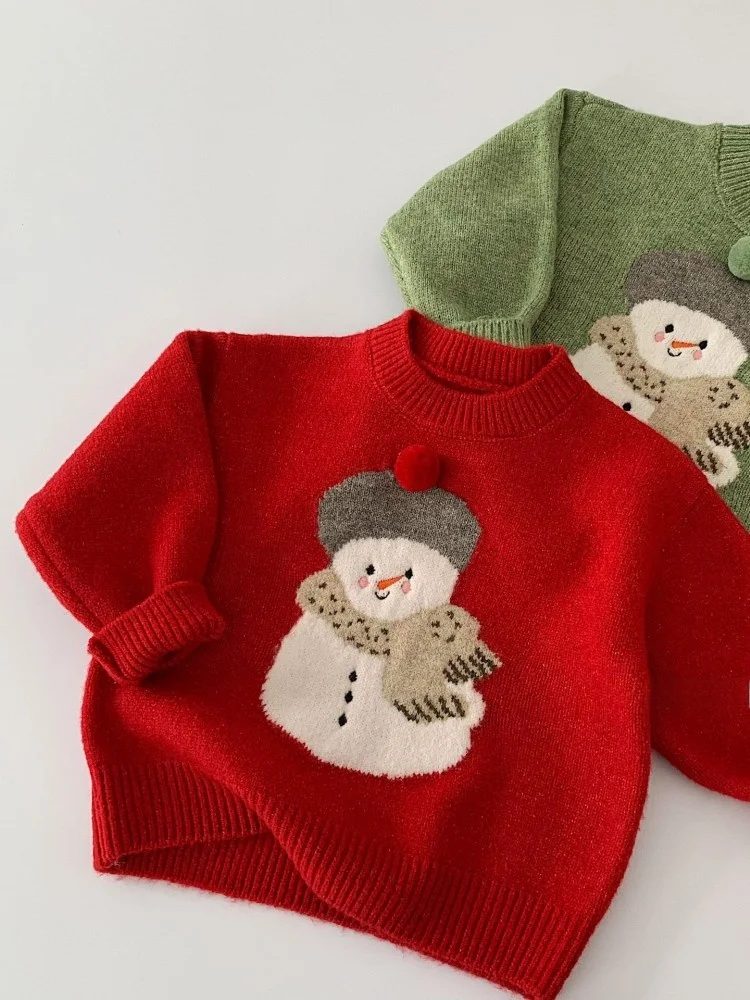

Thiened Children's Knitted Sweater Winter New Sle ex Cisas Faionable Versatile Long Sve round Ne Top
