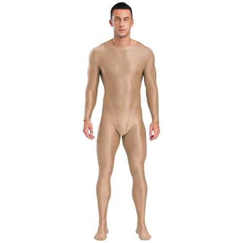 Imagen 2 del producto Monos deportivos de entrenamiento con forma de cuerpo para Yoga para hombre, pantimedias suaves y brillantes de manga larga, monos para entrenamiento, gimnasio, disfraces de lucha