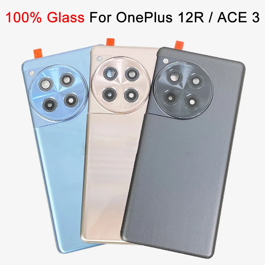 

For Oneplus Ace3 12R Back Glass Panel Repair parts PJE110 Battery Cover rear Door Housing Case Bezel With Camera Lens+Adhesive