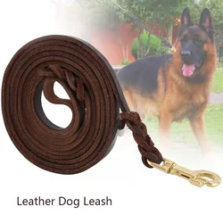 2/3M Genuine Leather Dog Leash Soft Strong Heavy Duty Shepherd Dog Walking Training Leads For Medium Large Dog Brown