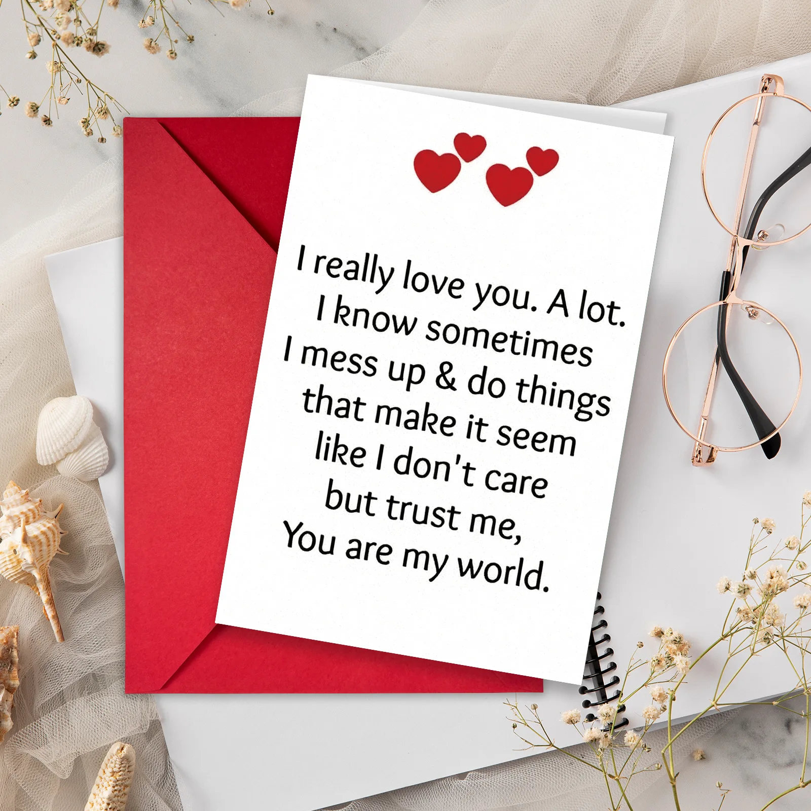 1 lustiges Valentinstag-Grußkarten-Set mit Umschlag und Textnachrichtenkarte