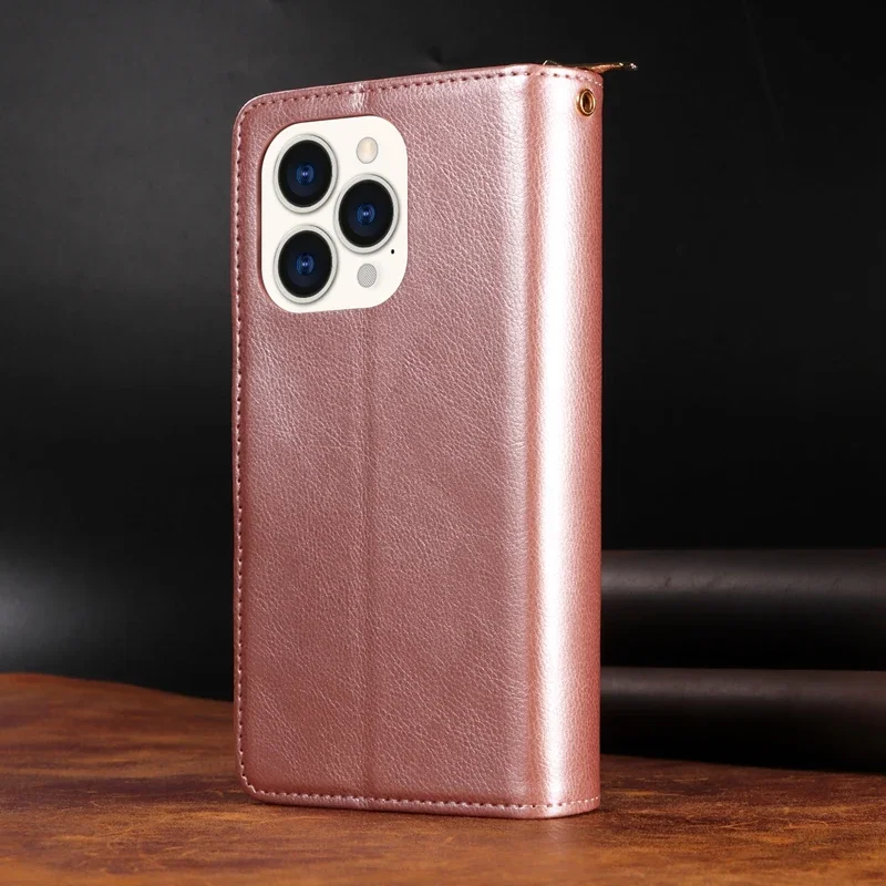 9 Card Slots Leather Case Cover for iPhone 15 15 Plus 15 Pro 15 Pro Max 14 13 12 11 7 8 Plus XR Xs Max Durable Zipper Wallet Bag