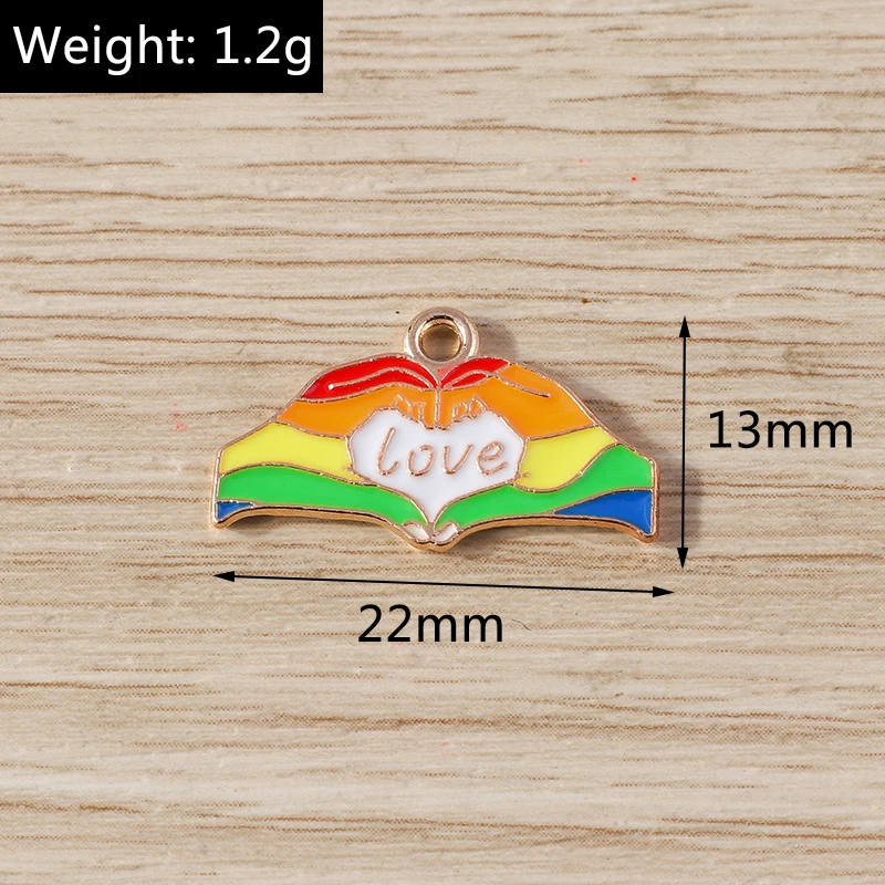 10 Stück Niedliche Bunte Emaille-Regenbogen-Herz-Mond-Anhänger für Schmuckherstellung, Halsketten, Ohrringe, Armbänder, DIY-Bastelzubehör – Detail 28