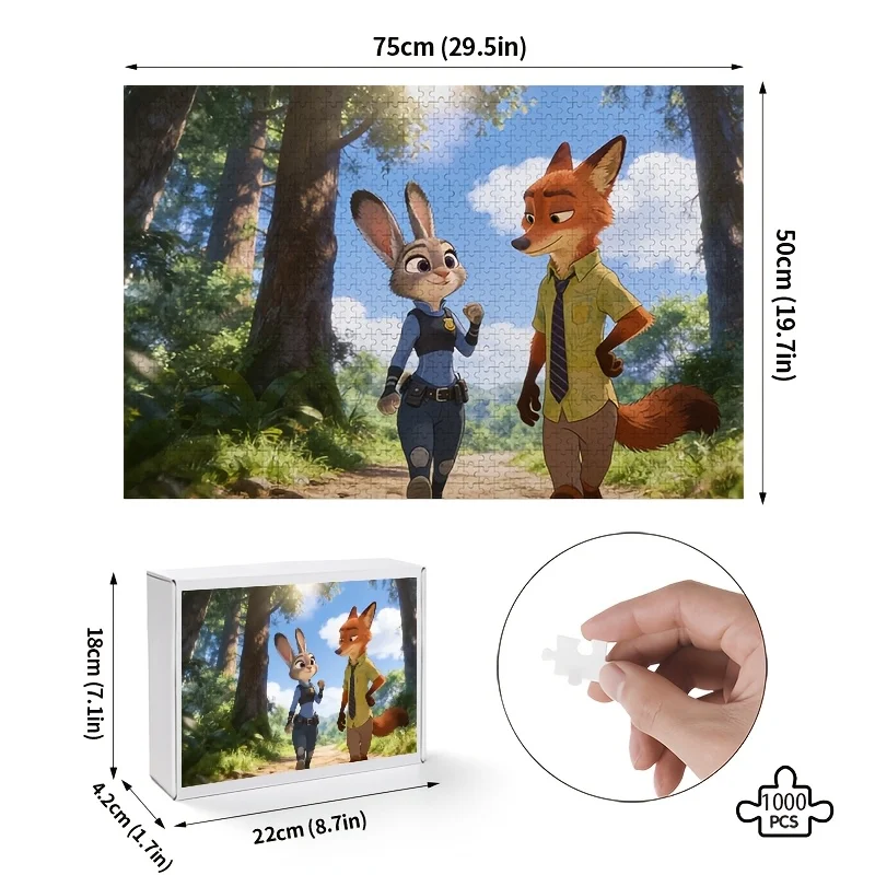 

Пазл-постер 1000 деталей Disney Zootopia: Джуди Хоппс и Ник Вайлд | Высокий уровень сложности, декор для дома, подарок для развития интеллекта для детей