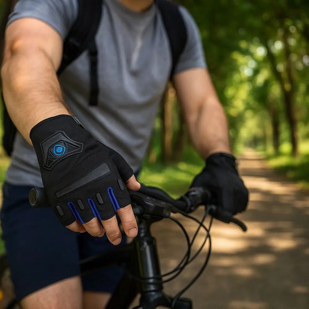 Anti Slip Motorcycle Gloves Breathable Adjustable Outdoor Sports Gloves Wear-Resistant Half Finger
