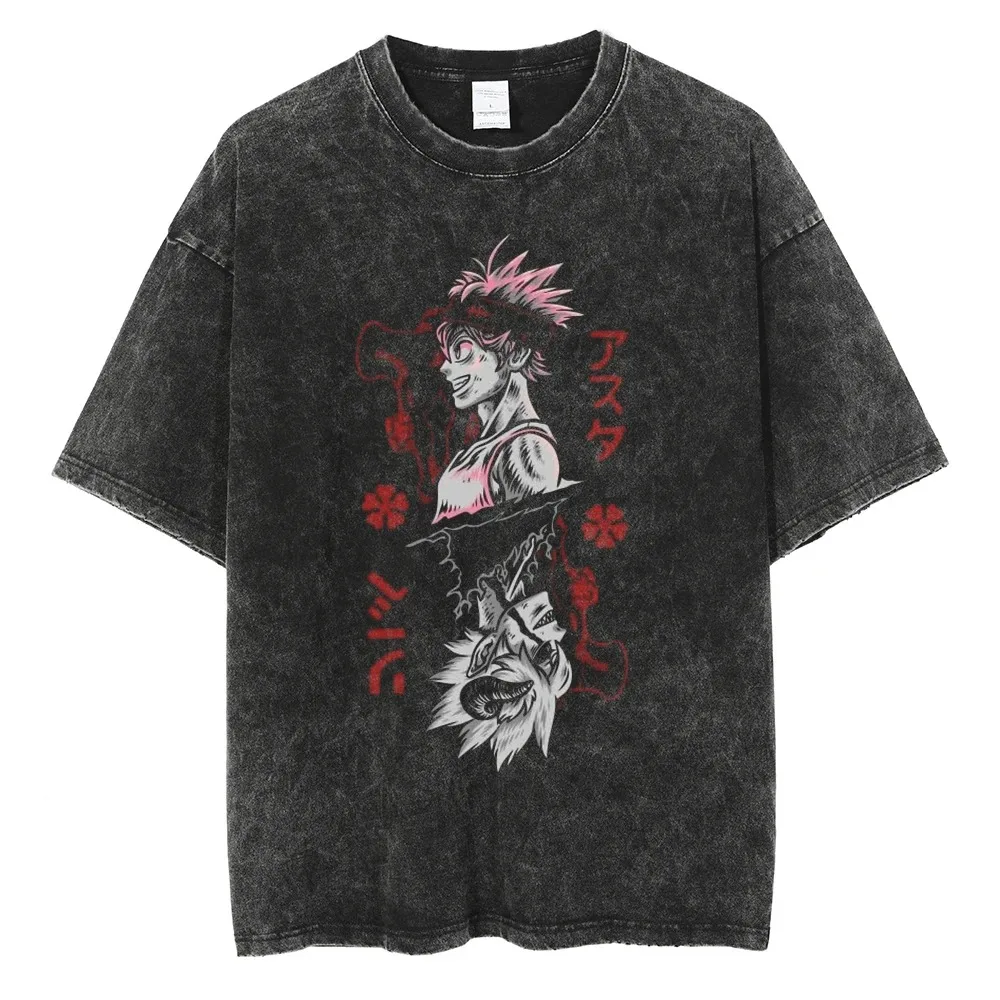 

Harajuku Anime Black Clover Asta Graphic Vintage T Shirt Men Manga Washed Cotton Tshirts Loose Plus Size Streetwear Best Selling